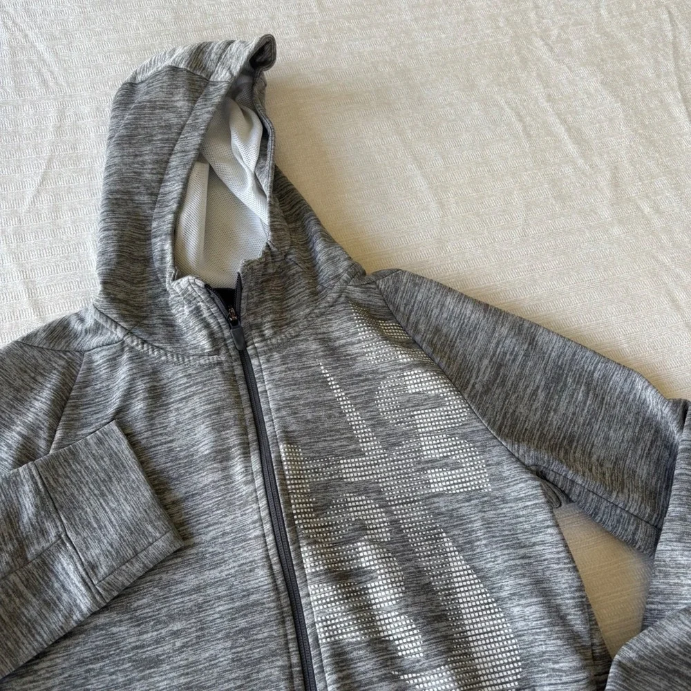 Nike Boys Dri-FIT Full Zip Hoodie Gray Space Dye Pixel Swoosh 939852-091 Large